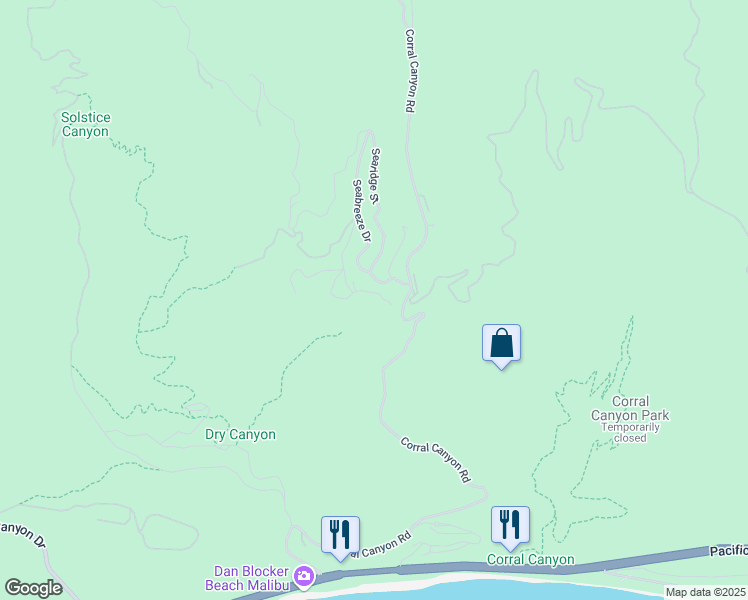 map of restaurants, bars, coffee shops, grocery stores, and more near 3029 Sequit Drive in Malibu