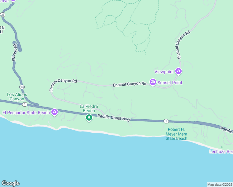 map of restaurants, bars, coffee shops, grocery stores, and more near 4440 Encinal Canyon Road in Malibu