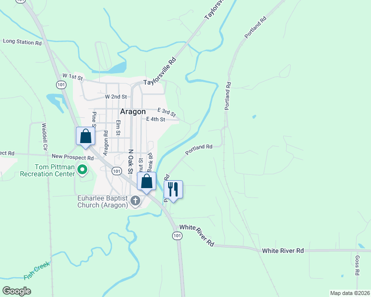 map of restaurants, bars, coffee shops, grocery stores, and more near 184 Portland Road in Aragon