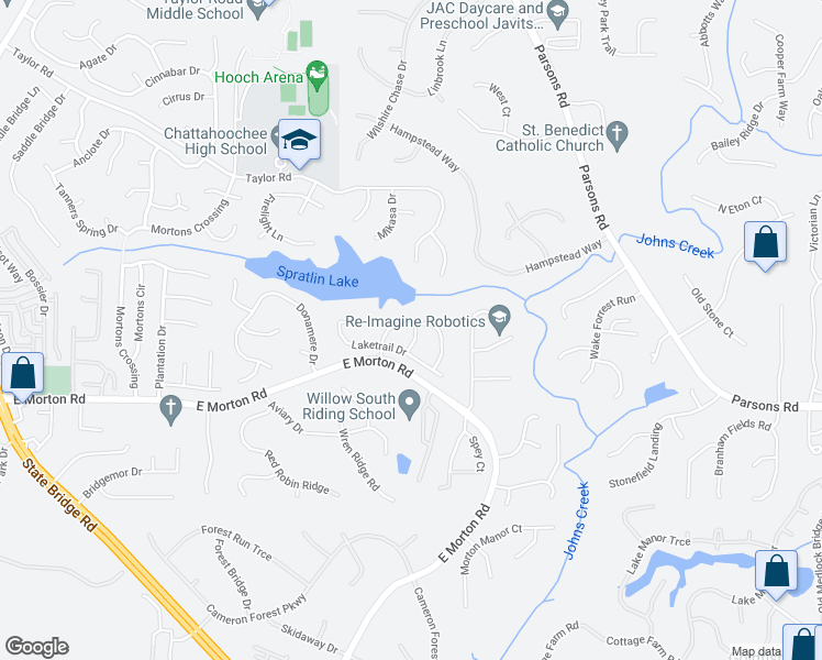 map of restaurants, bars, coffee shops, grocery stores, and more near 555 Lakehill Way in Alpharetta