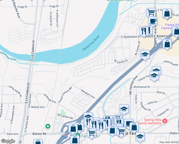 map of restaurants, bars, coffee shops, grocery stores, and more near 700 East Washington Street in Colton