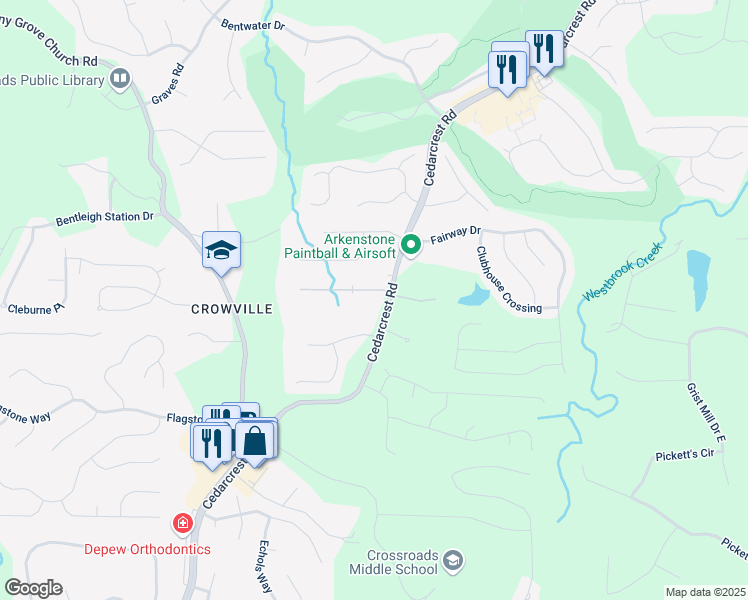 map of restaurants, bars, coffee shops, grocery stores, and more near 35 North Springs Way in Acworth