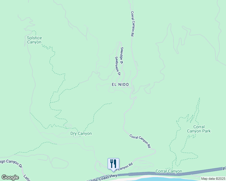 map of restaurants, bars, coffee shops, grocery stores, and more near 3000 Sequit Drive in Malibu
