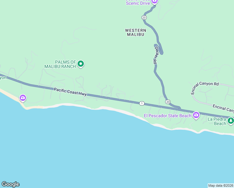 map of restaurants, bars, coffee shops, grocery stores, and more near 33419 Pacific Coast Highway in Malibu