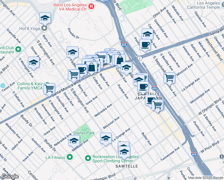 map of restaurants, bars, coffee shops, grocery stores, and more near 1659 Butler Avenue in Los Angeles