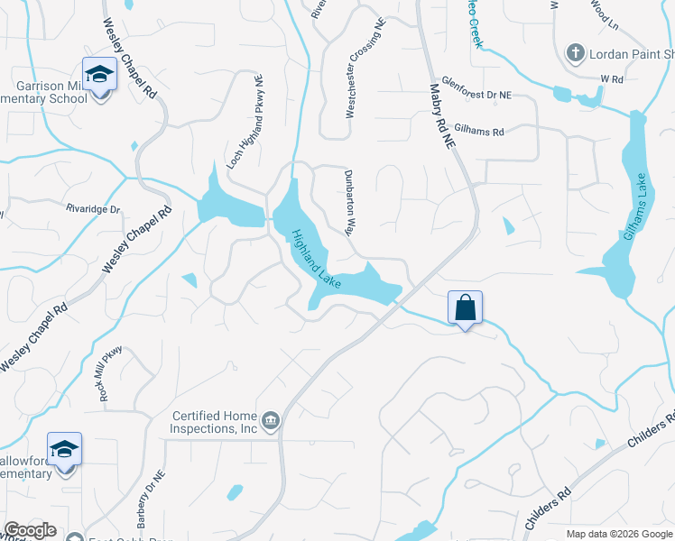 map of restaurants, bars, coffee shops, grocery stores, and more near 4293 Highland View in Roswell