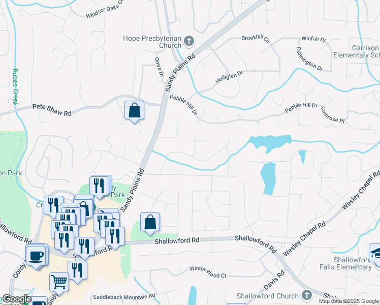 map of restaurants, bars, coffee shops, grocery stores, and more near 3851 Timber Hollow Way in Marietta