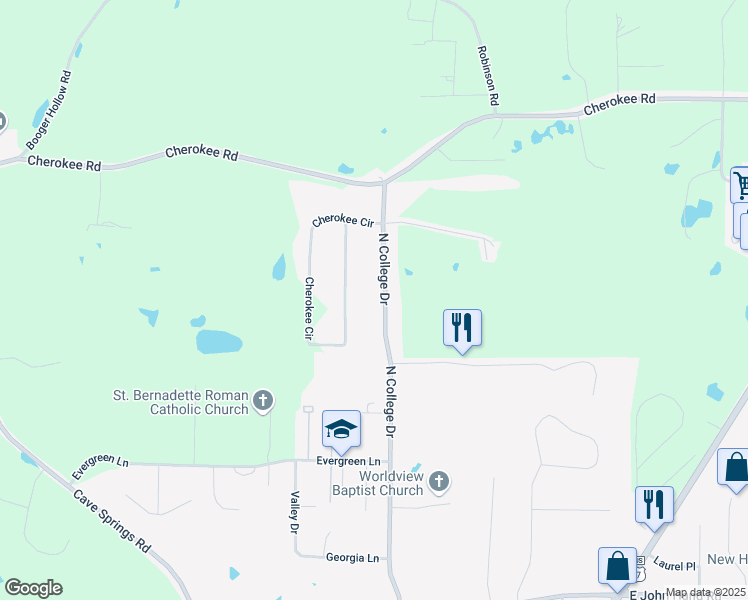 map of restaurants, bars, coffee shops, grocery stores, and more near 828 North College Drive in Cedartown