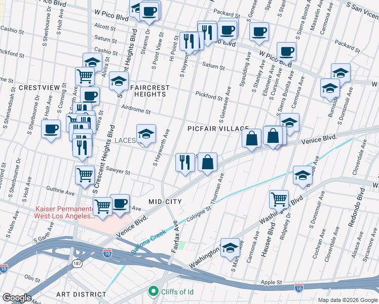 map of restaurants, bars, coffee shops, grocery stores, and more near 1772 Orange Grove Avenue in Los Angeles