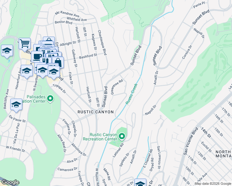 map of restaurants, bars, coffee shops, grocery stores, and more near 765 Ranch Lane in Los Angeles