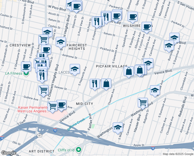 map of restaurants, bars, coffee shops, grocery stores, and more near 1772 Orange Grove Avenue in Los Angeles