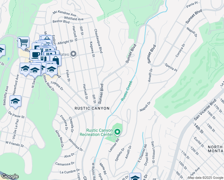 map of restaurants, bars, coffee shops, grocery stores, and more near 765 Ranch Lane in Los Angeles
