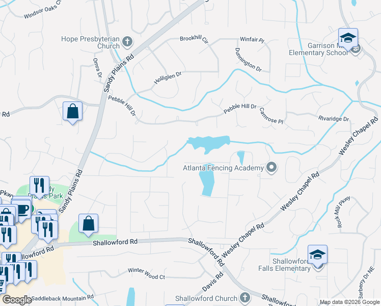 map of restaurants, bars, coffee shops, grocery stores, and more near 3501 Stone Drive in Marietta