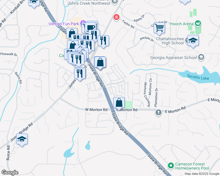 map of restaurants, bars, coffee shops, grocery stores, and more near in Johns Creek
