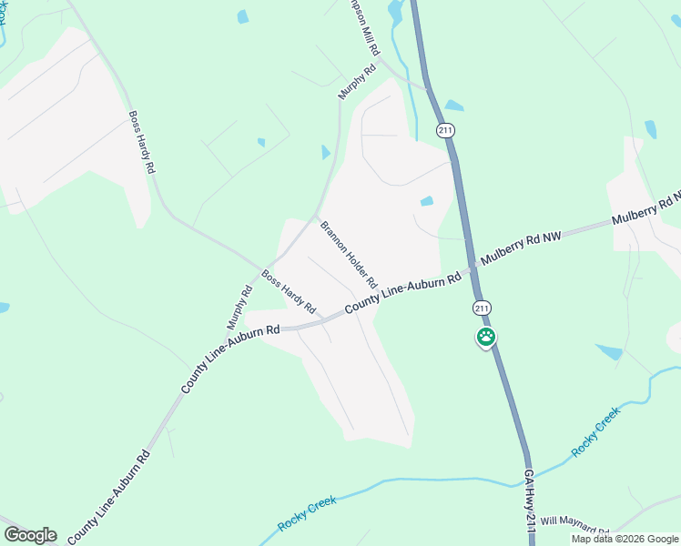 map of restaurants, bars, coffee shops, grocery stores, and more near 707 Pinecrest Road in Winder