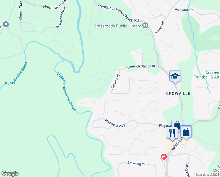 map of restaurants, bars, coffee shops, grocery stores, and more near 180 Cleburne Place in Acworth