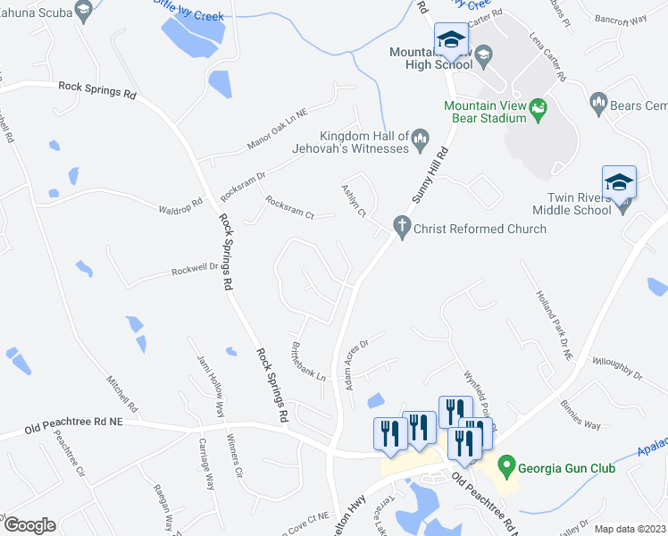 map of restaurants, bars, coffee shops, grocery stores, and more near 1795 Charleston Oak Circle in Lawrenceville