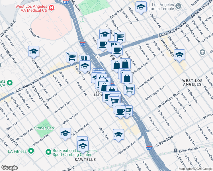 map of restaurants, bars, coffee shops, grocery stores, and more near 1819 Beloit Avenue in Los Angeles