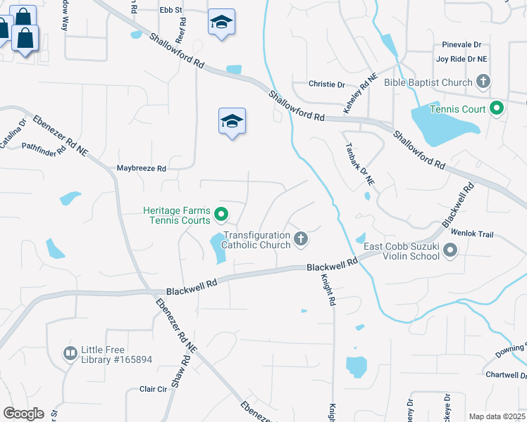 map of restaurants, bars, coffee shops, grocery stores, and more near 3781 Apple Way in Marietta