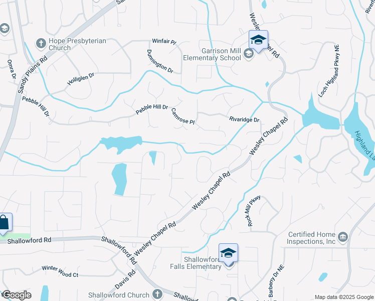 map of restaurants, bars, coffee shops, grocery stores, and more near 3880 Northpoint Drive in Marietta
