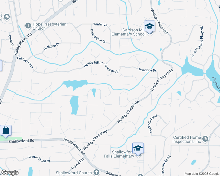 map of restaurants, bars, coffee shops, grocery stores, and more near 3870 Northpoint Drive in Marietta