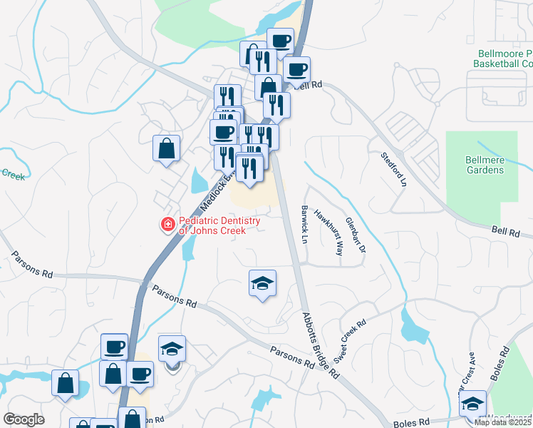 map of restaurants, bars, coffee shops, grocery stores, and more near 175 Gold Cove Lane in Duluth