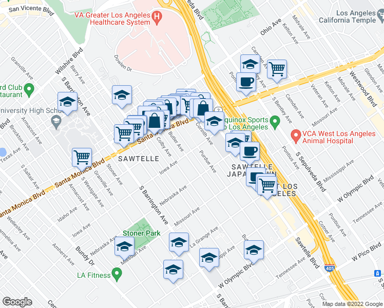 map of restaurants, bars, coffee shops, grocery stores, and more near 1659 Butler Avenue in Los Angeles