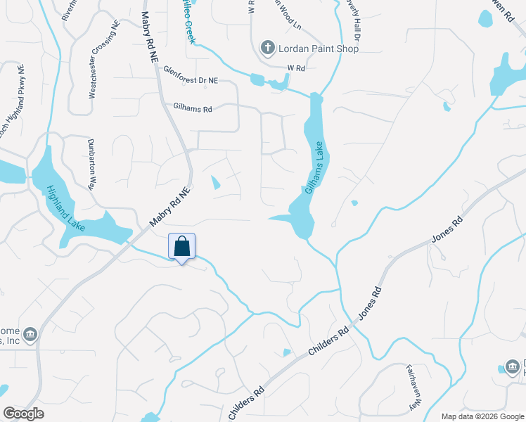map of restaurants, bars, coffee shops, grocery stores, and more near 4676 Gilhams Road in Roswell