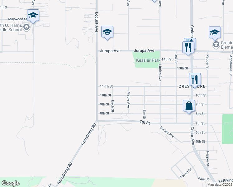 map of restaurants, bars, coffee shops, grocery stores, and more near 18222 10th Street in Bloomington