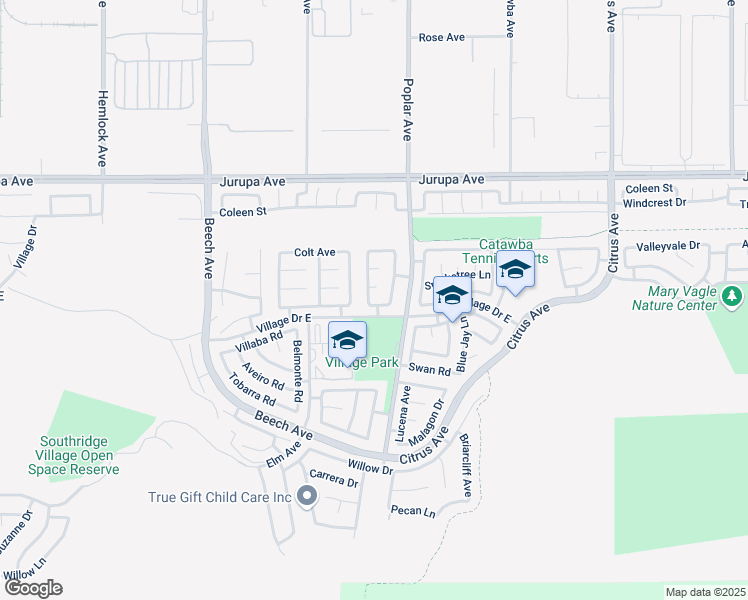 map of restaurants, bars, coffee shops, grocery stores, and more near 15632 Snowdan Road in Fontana