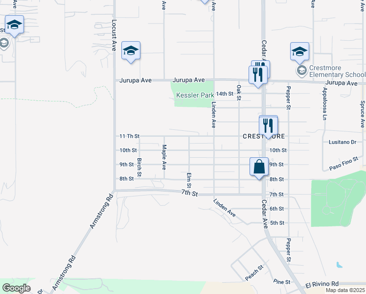 map of restaurants, bars, coffee shops, grocery stores, and more near 18378 10th Street in Bloomington