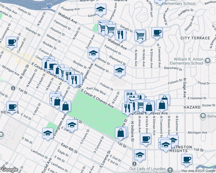 map of restaurants, bars, coffee shops, grocery stores, and more near 3156 Boulder Street in Los Angeles
