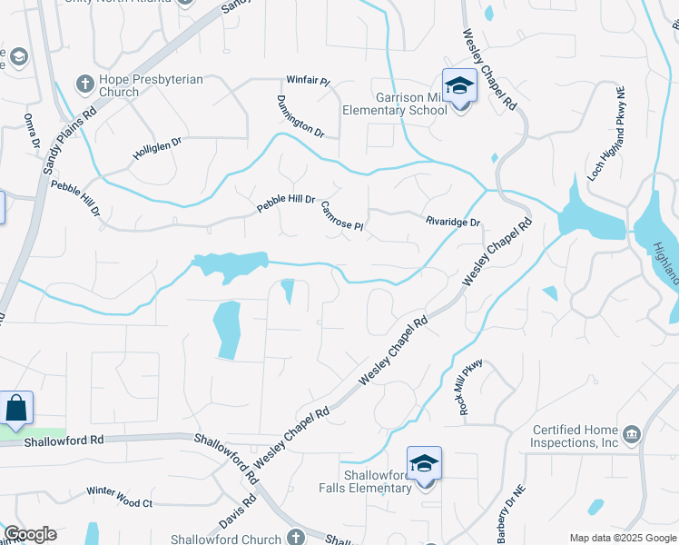 map of restaurants, bars, coffee shops, grocery stores, and more near 3870 Northpoint Drive in Marietta