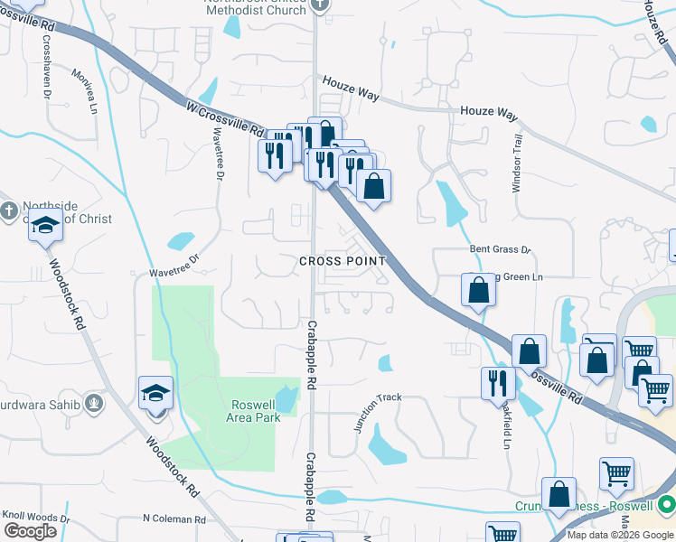 map of restaurants, bars, coffee shops, grocery stores, and more near 710 Calwood Chase in Roswell