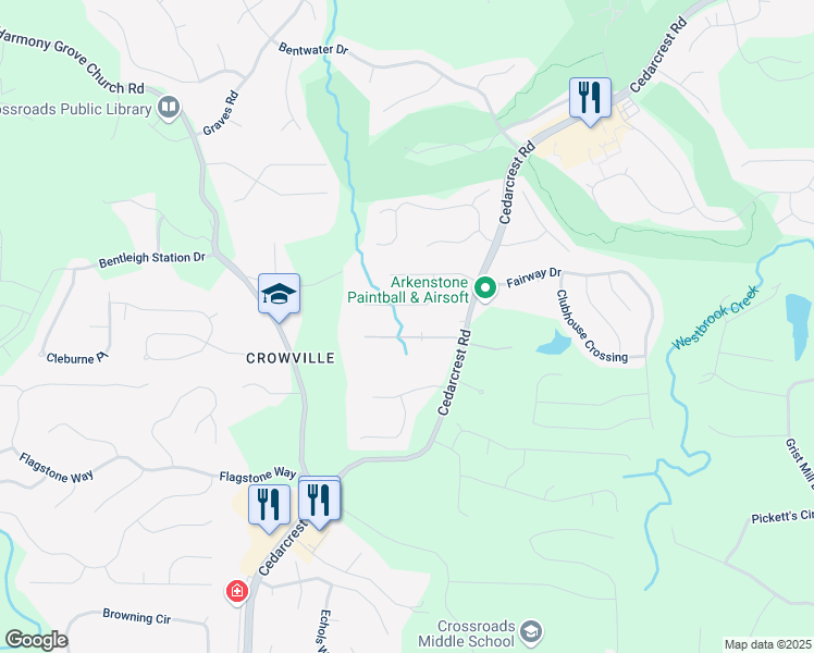 map of restaurants, bars, coffee shops, grocery stores, and more near 114 North Springs Way in Acworth