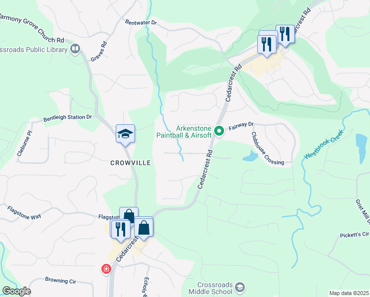 map of restaurants, bars, coffee shops, grocery stores, and more near 114 North Springs Way in Acworth