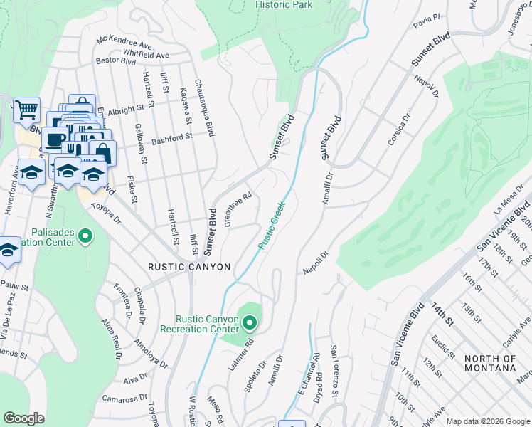 map of restaurants, bars, coffee shops, grocery stores, and more near 800 Brooktree Road in Los Angeles