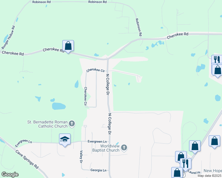 map of restaurants, bars, coffee shops, grocery stores, and more near 828 North College Drive in Cedartown