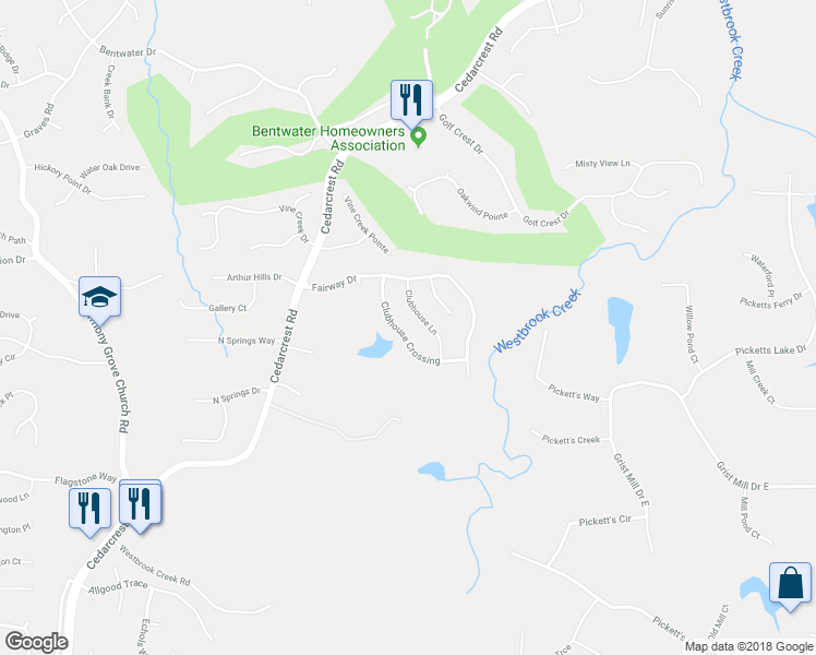 map of restaurants, bars, coffee shops, grocery stores, and more near 149 Clubhouse Crossing in Acworth