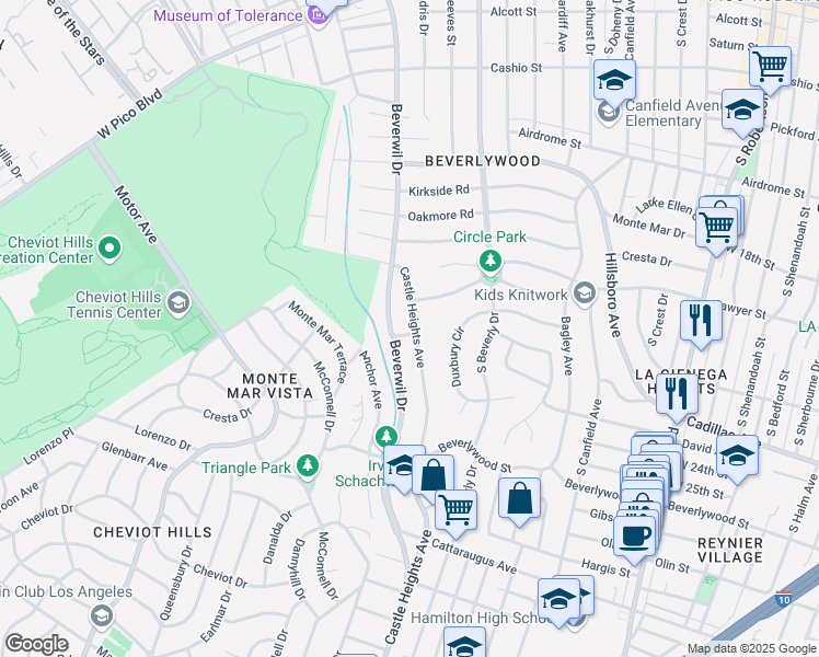 map of restaurants, bars, coffee shops, grocery stores, and more near 9703 Cisco Street in Los Angeles