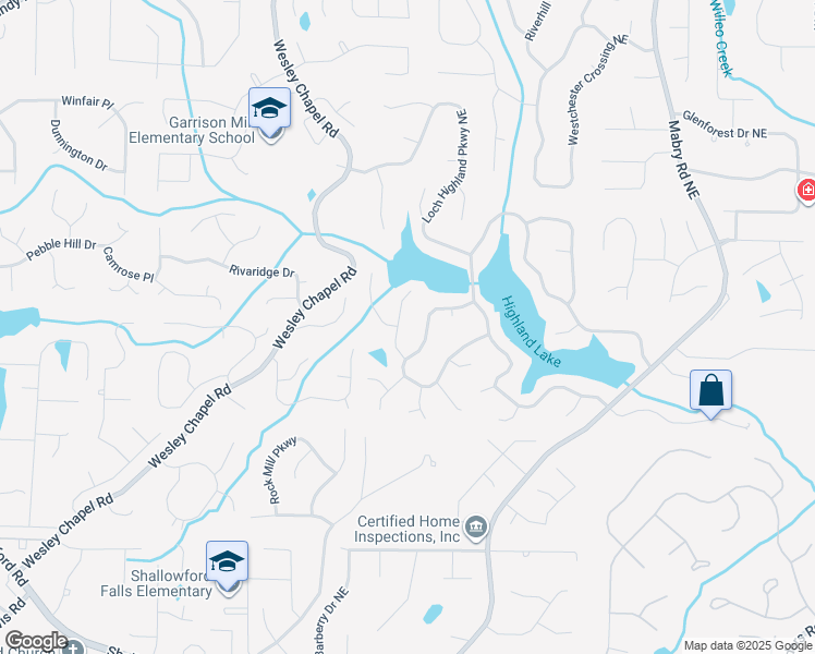 map of restaurants, bars, coffee shops, grocery stores, and more near 3876 Dundee Drive Northeast in Roswell