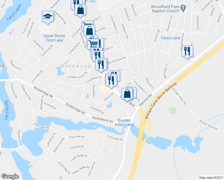 map of restaurants, bars, coffee shops, grocery stores, and more near 1723 Decker Boulevard in Columbia