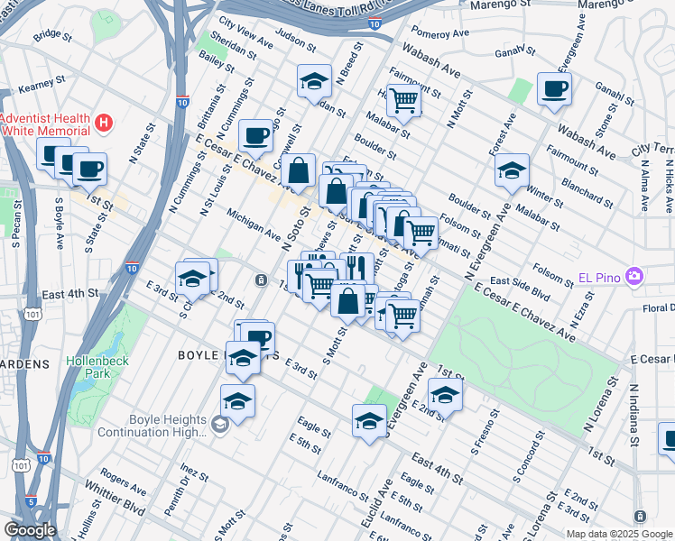map of restaurants, bars, coffee shops, grocery stores, and more near 2602 Michigan Avenue in Los Angeles