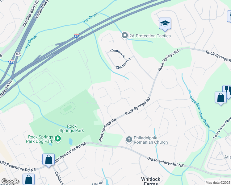 map of restaurants, bars, coffee shops, grocery stores, and more near 635 Piping Rock Point in Lawrenceville