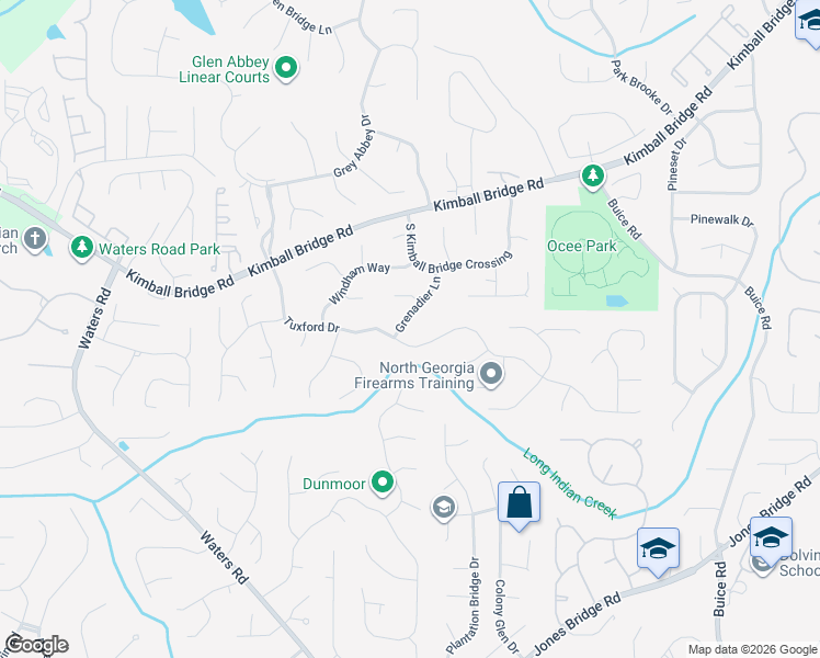 map of restaurants, bars, coffee shops, grocery stores, and more near 10775 Grenadier Lane in Alpharetta