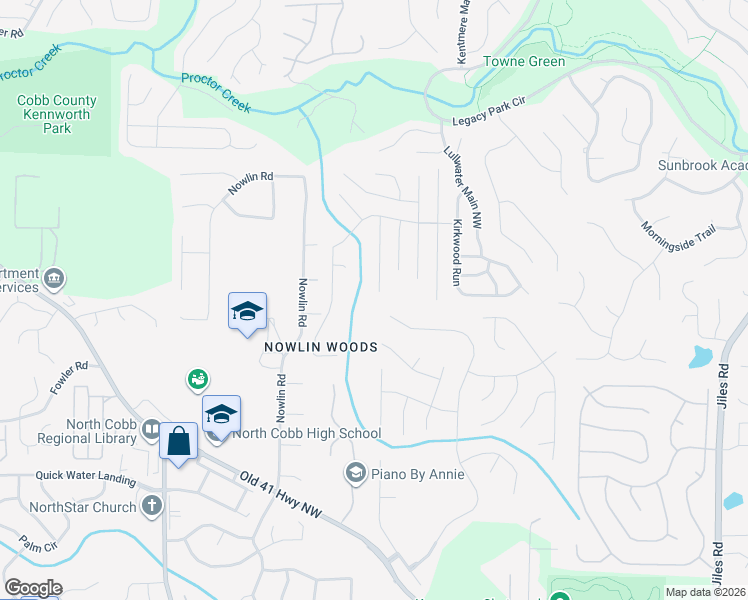 map of restaurants, bars, coffee shops, grocery stores, and more near 3789 Seattle Place Northwest in Kennesaw