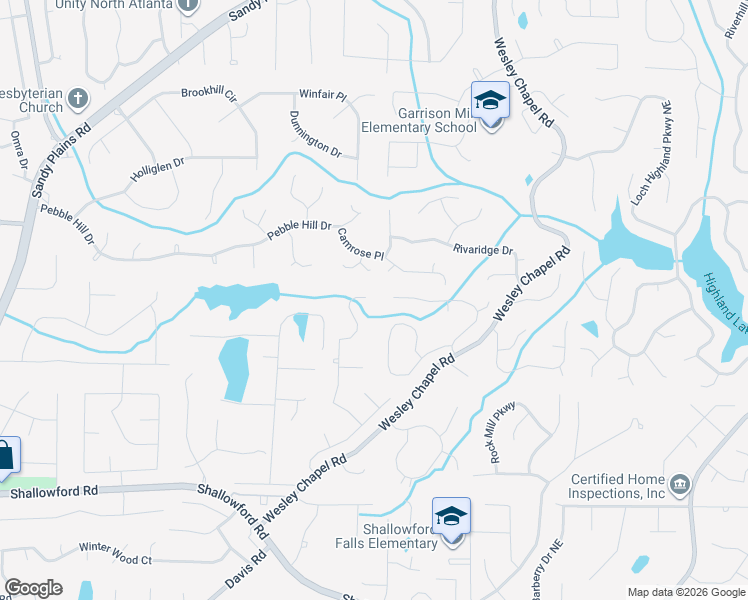 map of restaurants, bars, coffee shops, grocery stores, and more near 3890 Northpoint Drive in Marietta