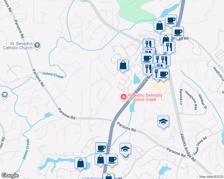 map of restaurants, bars, coffee shops, grocery stores, and more near 11050 Glenhurst Pass in Duluth