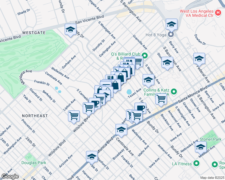 map of restaurants, bars, coffee shops, grocery stores, and more near in Los Angeles