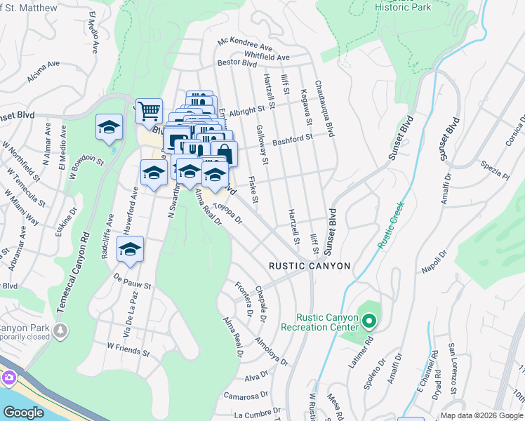 map of restaurants, bars, coffee shops, grocery stores, and more near 830 Fiske Street in Los Angeles